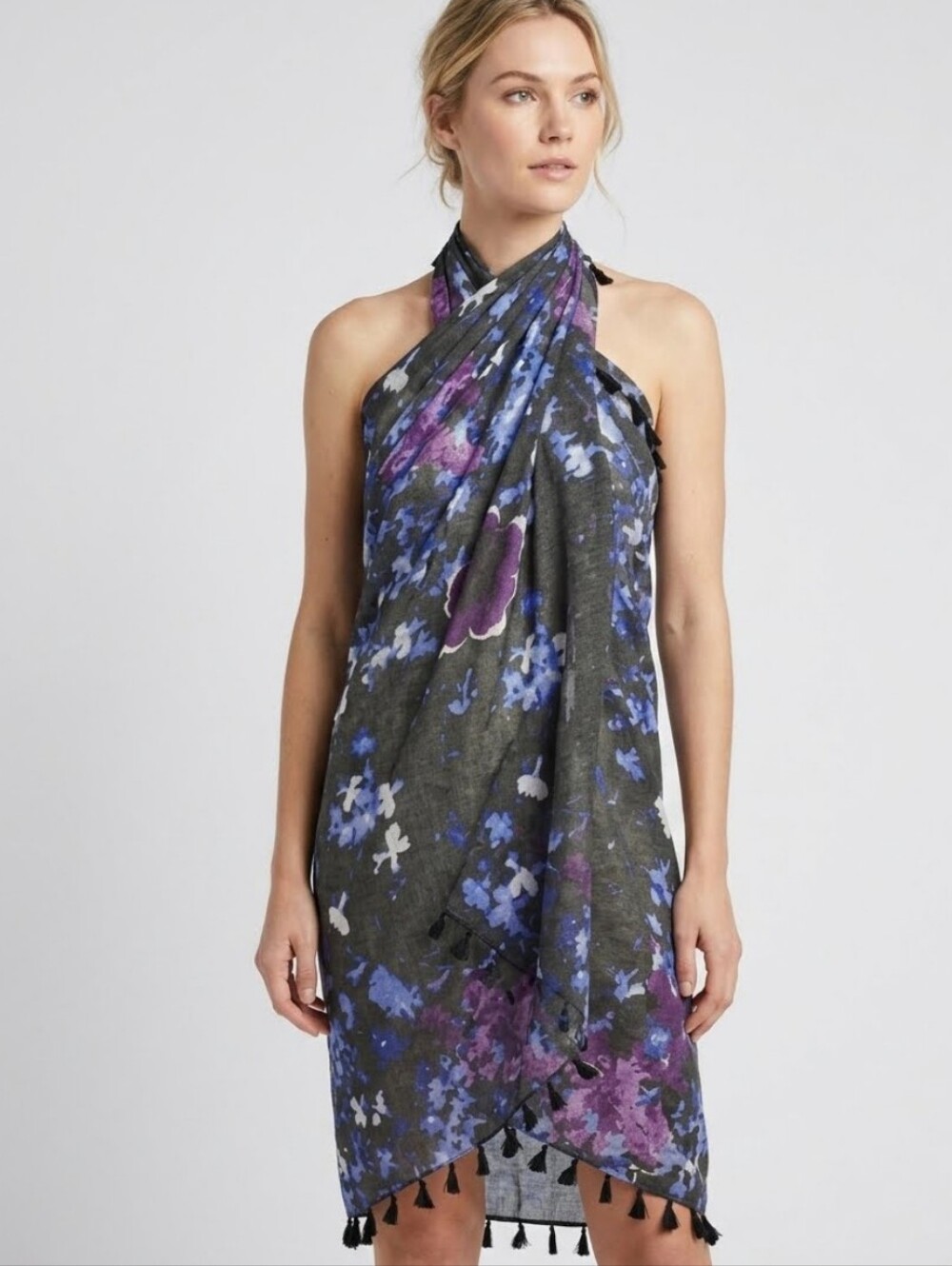 Peter Som x Rachel Zoe Dream Floral Sarong Meteorite Scarf Cover Up OS